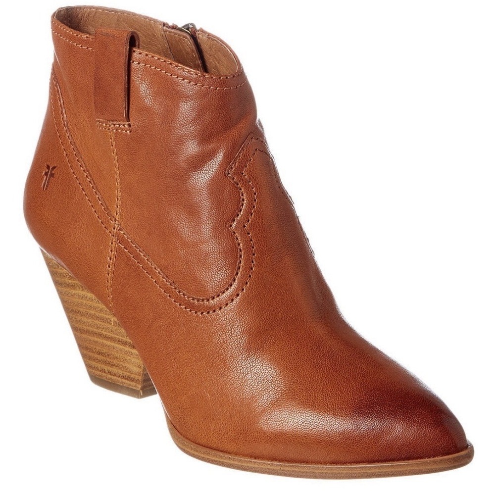 Frye Reina Cognac Leather Western Ankle Bootie 3479257-COG Women's Size 11M